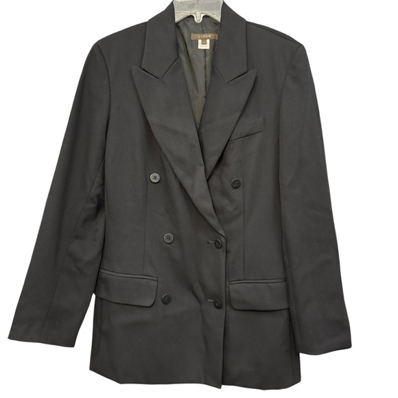 J.Crew Black Wool Blazer Women’s Size 4 Double Breasted Jacket Made in Japan - Picture 1 of 9